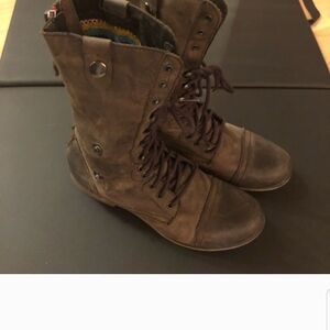 Brown Lace-Up Combat Boots